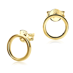 Gold Plated Ring Shaped Silver Ear Stud STS-3841-GP